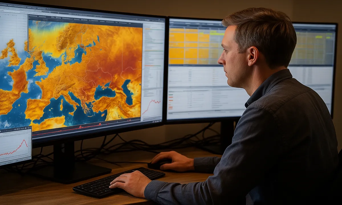 Scientists in a climate data analysis lab