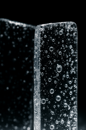 Ice core bubbles showing trapped CO₂ concentrations