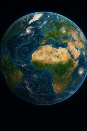 Visualization of Earth's interconnected ocean and air systems