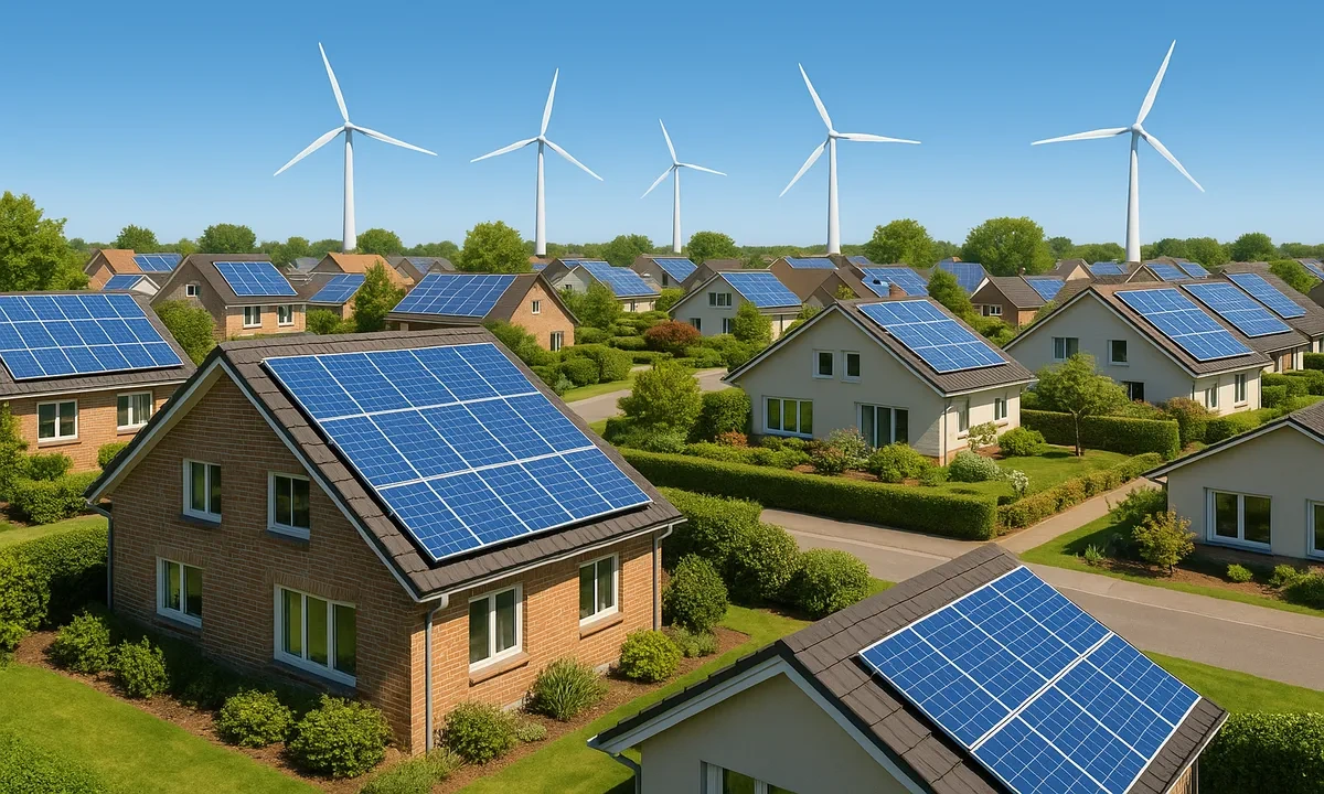 Solar panels and wind turbines