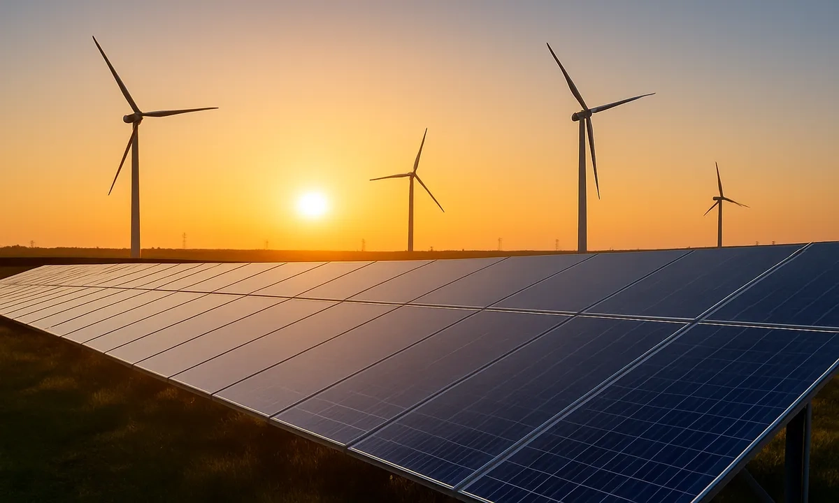 Solar panels and wind turbines
